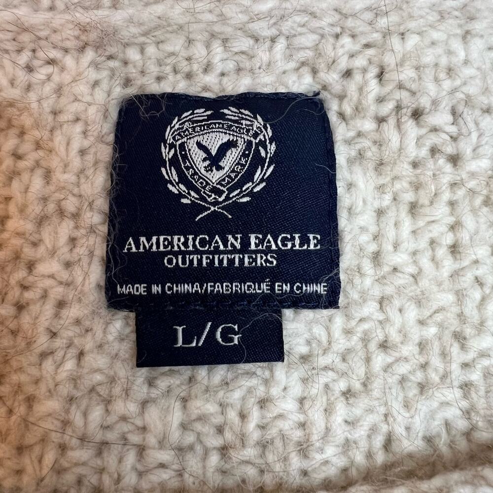 American Eagle Alpaca Wool‎ Blend Sweater Women's Large Cozy Cable Knit Pullover - Picture 3 of 11